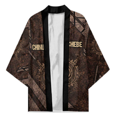 Chinua Achebe Kimono with Tribal Symbol Design, The Storyteller Quote and Africa Wrote Back - African Pride