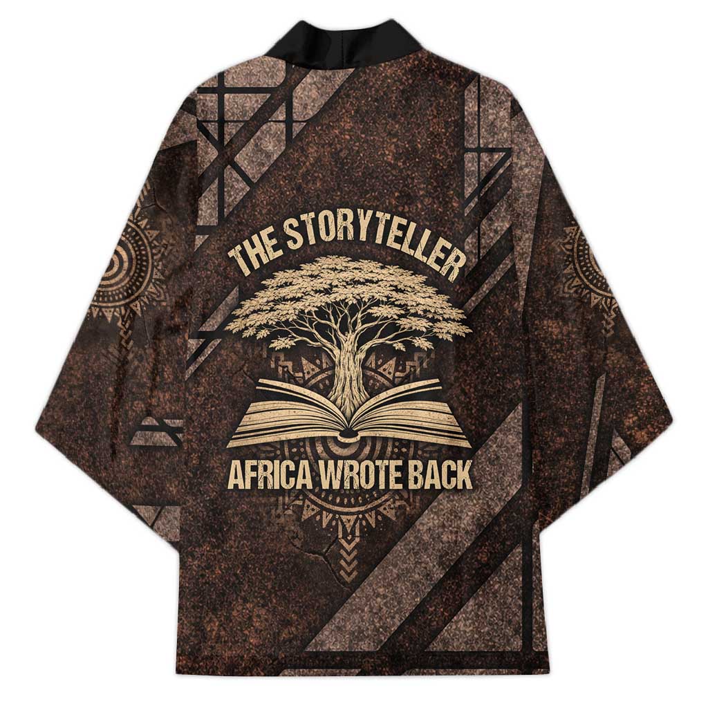 Chinua Achebe Kimono with Tribal Symbol Design, The Storyteller Quote and Africa Wrote Back - African Pride