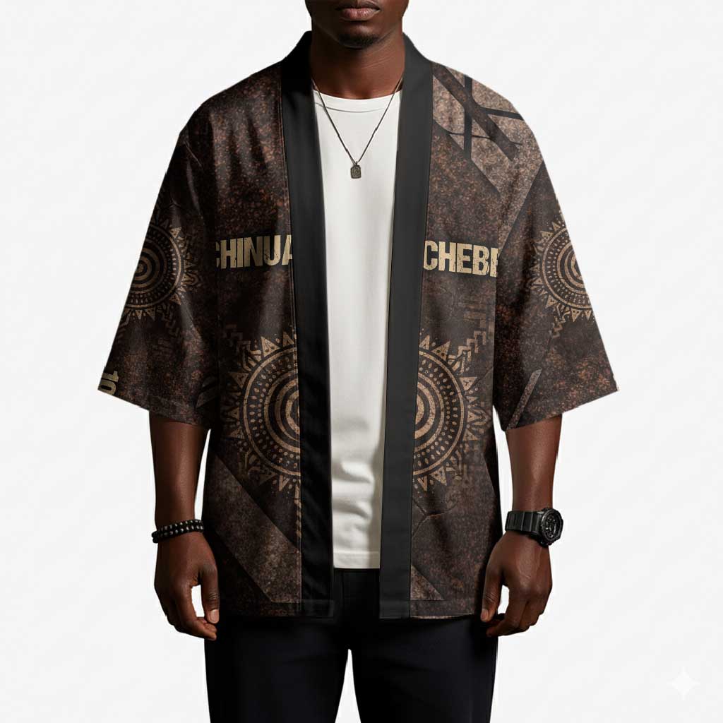 Chinua Achebe Kimono with Tribal Symbol Design, The Storyteller Quote and Africa Wrote Back - African Pride