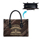 Chinua Achebe Leather Bag with Tribal Symbol Design, The Storyteller Quote and Africa Wrote Back - African Pride