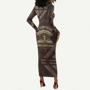Chinua Achebe Long Sleeve Bodycon Dress with Tribal Symbol Design, The Storyteller Quote and Africa Wrote Back - African Pride