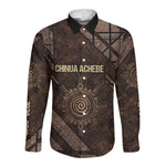 Chinua Achebe Long Sleeve Button Shirt with Tribal Symbol Design, The Storyteller Quote and Africa Wrote Back - African Pride