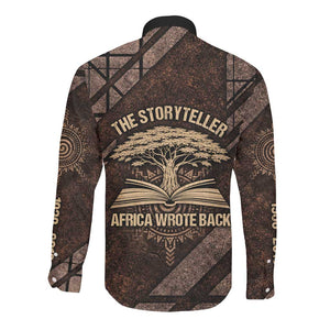 Chinua Achebe Long Sleeve Button Shirt with Tribal Symbol Design, The Storyteller Quote and Africa Wrote Back - African Pride