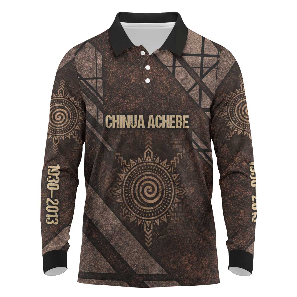 Chinua Achebe Long Sleeve Polo Shirt with Tribal Symbol Design, The Storyteller Quote and Africa Wrote Back - African Pride