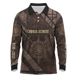 Chinua Achebe Long Sleeve Polo Shirt with Tribal Symbol Design, The Storyteller Quote and Africa Wrote Back - African Pride