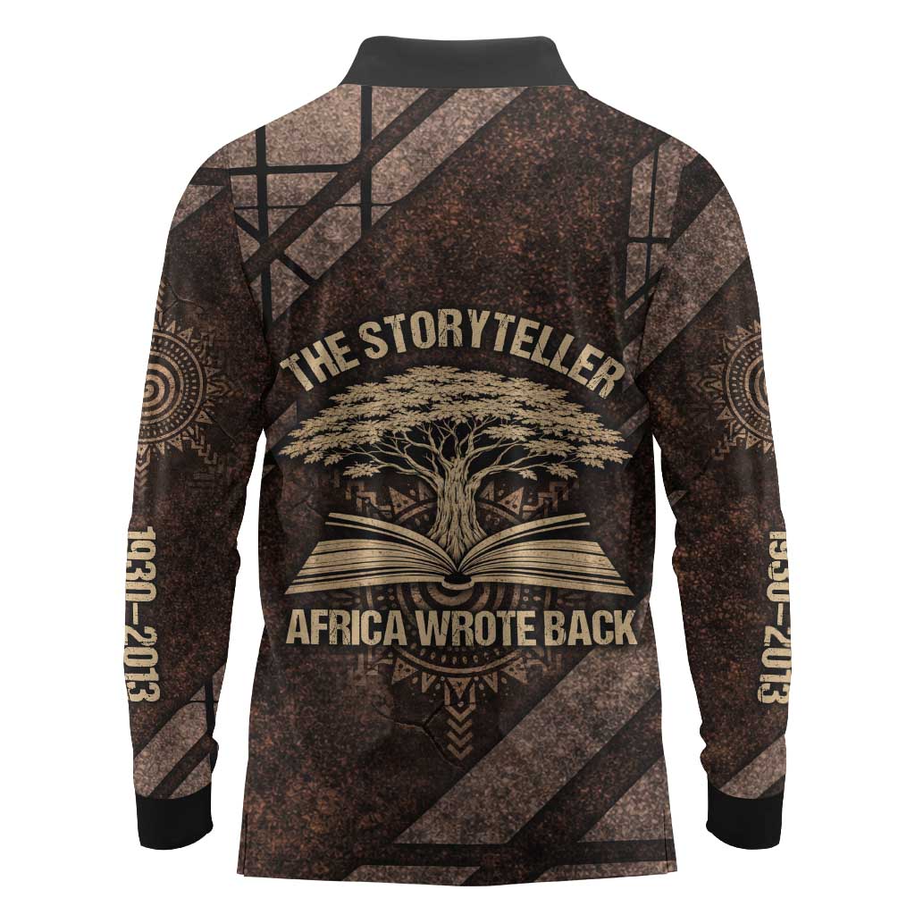 Chinua Achebe Long Sleeve Polo Shirt with Tribal Symbol Design, The Storyteller Quote and Africa Wrote Back - African Pride