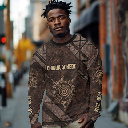 Chinua Achebe Long Sleeve Shirt with Tribal Symbol Design, The Storyteller Quote and Africa Wrote Back - African Pride