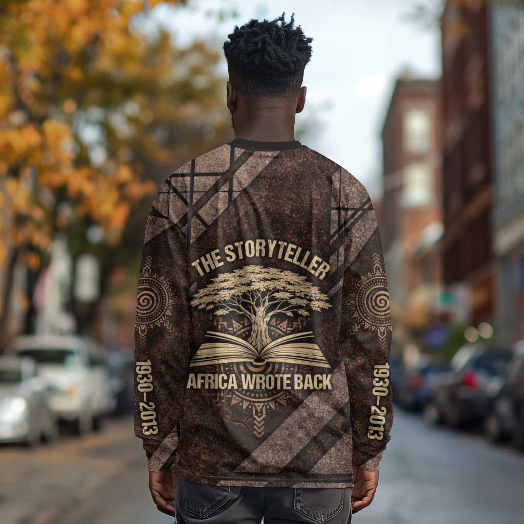 Chinua Achebe Long Sleeve Shirt with Tribal Symbol Design, The Storyteller Quote and Africa Wrote Back - African Pride