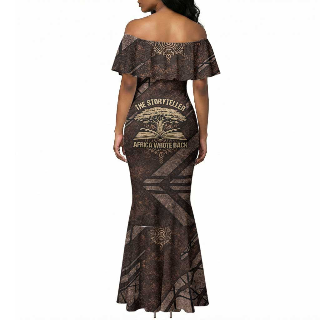 Chinua Achebe Mermaid Dress with Tribal Symbol Design, The Storyteller Quote and Africa Wrote Back - African Pride
