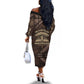 Chinua Achebe Off The Shoulder Long Sleeve Dress with Tribal Symbol Design, The Storyteller Quote and Africa Wrote Back - African Pride