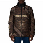 Chinua Achebe Padded Jacket with Tribal Symbol Design, The Storyteller Quote and Africa Wrote Back - African Pride