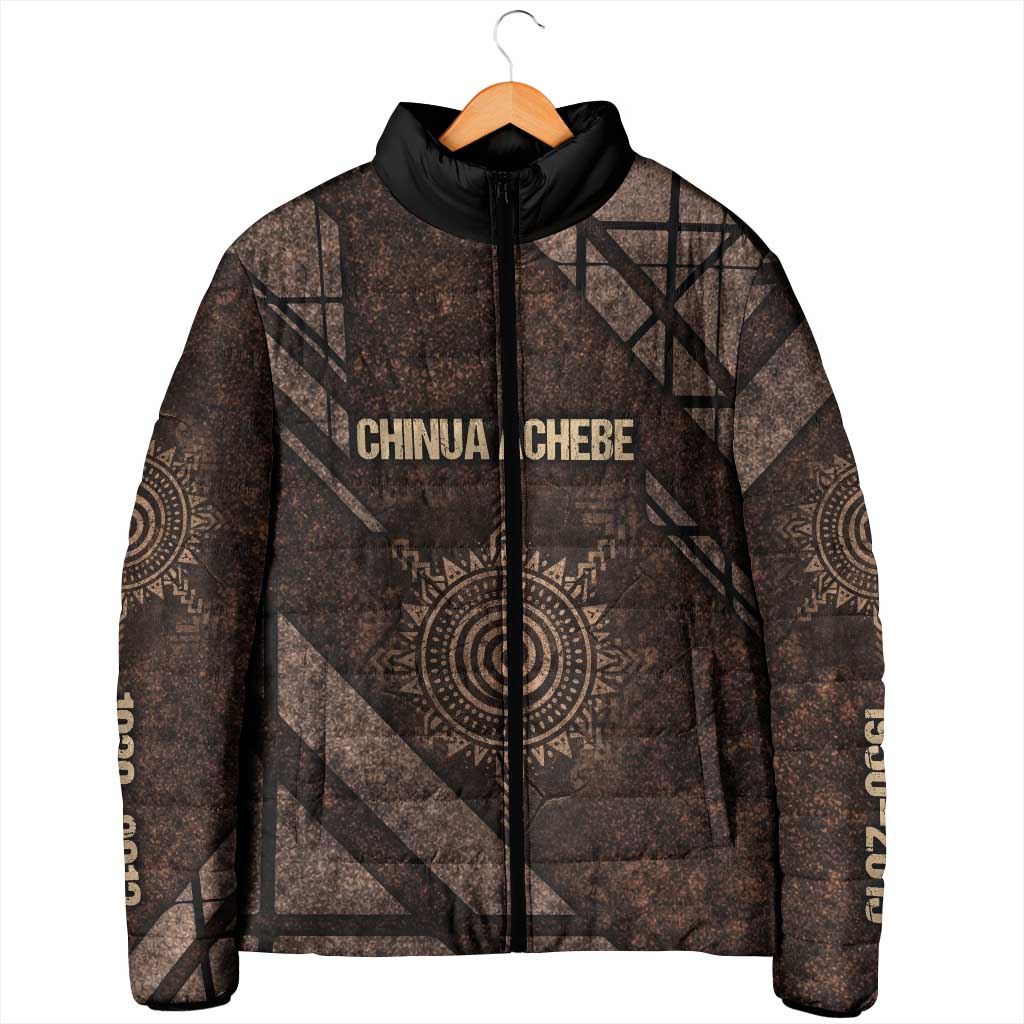 Chinua Achebe Padded Jacket with Tribal Symbol Design, The Storyteller Quote and Africa Wrote Back - African Pride