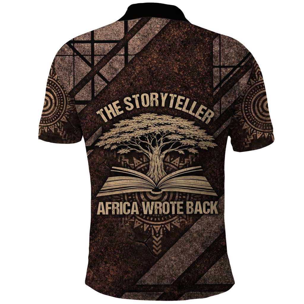 Chinua Achebe Polo Shirt with Tribal Symbol Design, The Storyteller Quote and Africa Wrote Back - African Pride