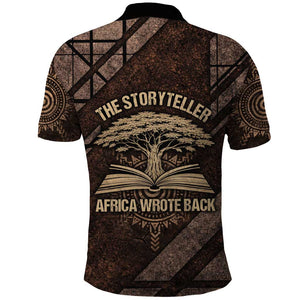 Chinua Achebe Polo Shirt with Tribal Symbol Design, The Storyteller Quote and Africa Wrote Back - African Pride