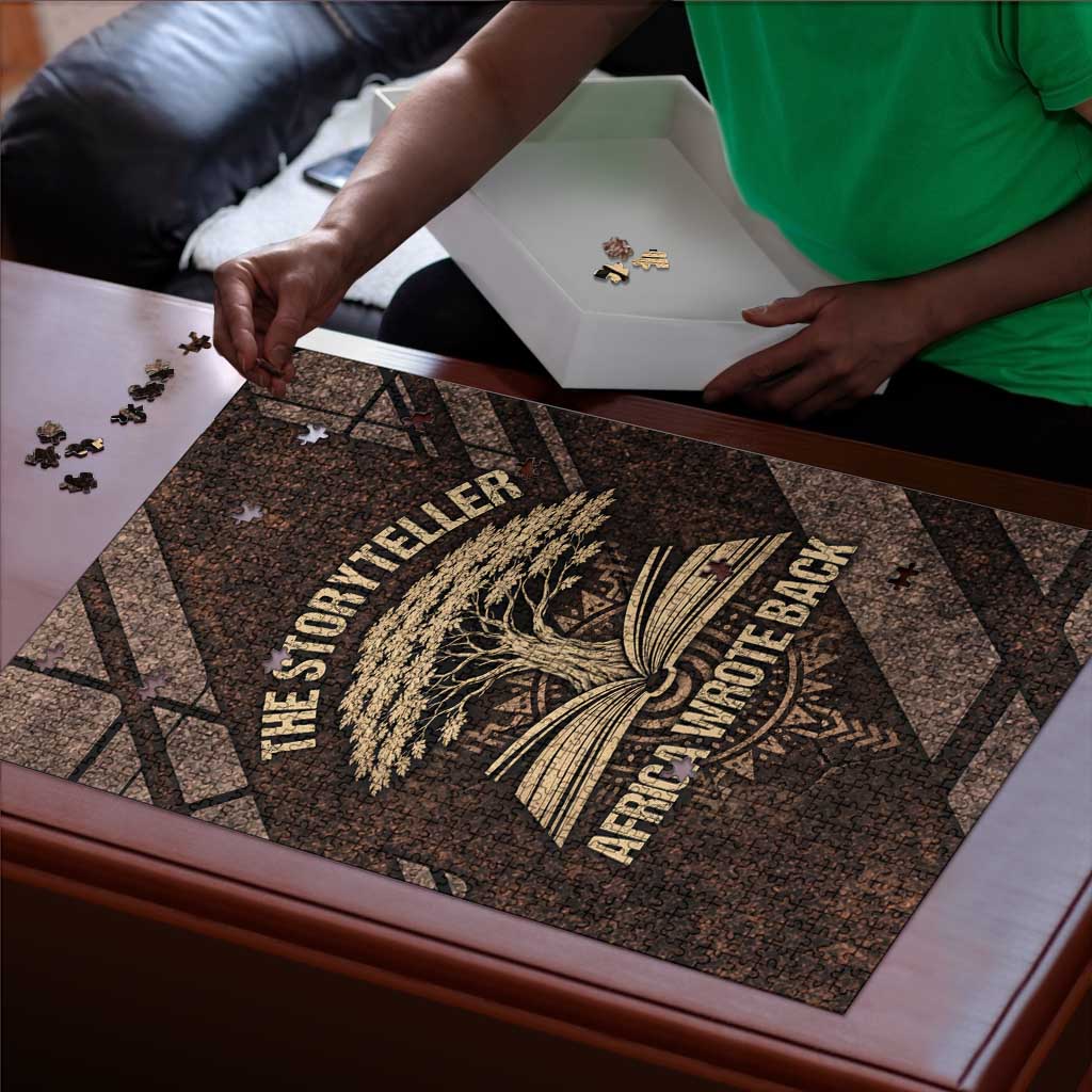 Chinua Achebe Puzzle with Tribal Symbol Design, The Storyteller Quote and Africa Wrote Back - African Pride