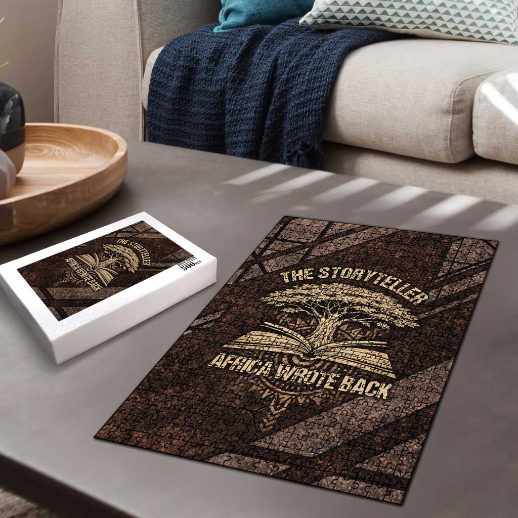 Chinua Achebe Puzzle with Tribal Symbol Design, The Storyteller Quote and Africa Wrote Back - African Pride