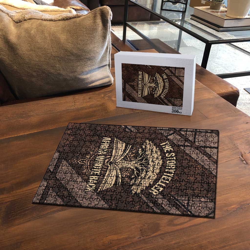 Chinua Achebe Puzzle with Tribal Symbol Design, The Storyteller Quote and Africa Wrote Back - African Pride