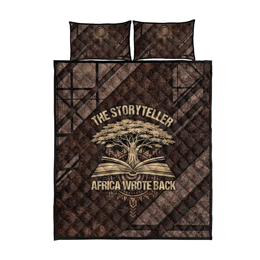 Chinua Achebe Quilt Bed Set with Tribal Symbol Design, The Storyteller Quote and Africa Wrote Back - African Pride