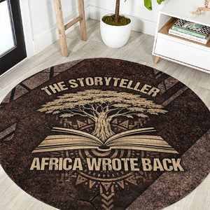 Chinua Achebe Round Carpet with Tribal Symbol Design, The Storyteller Quote and Africa Wrote Back - African Pride