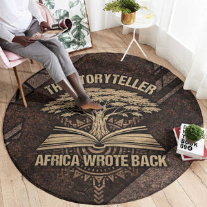 Chinua Achebe Round Carpet with Tribal Symbol Design, The Storyteller Quote and Africa Wrote Back - African Pride