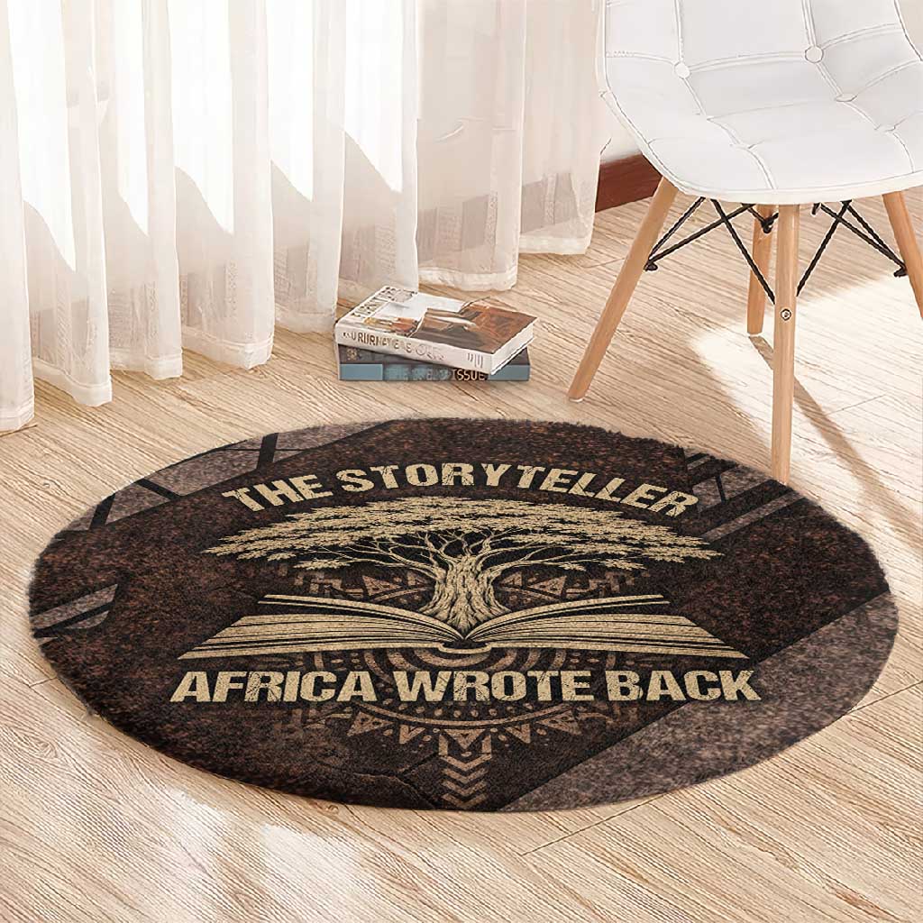Chinua Achebe Round Carpet with Tribal Symbol Design, The Storyteller Quote and Africa Wrote Back - African Pride