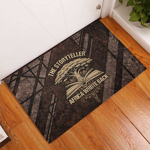 Chinua Achebe Rubber Doormat with Tribal Symbol Design, The Storyteller Quote and Africa Wrote Back - African Pride