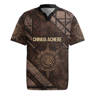 Chinua Achebe Rugby Jersey with Tribal Symbol Design, The Storyteller Quote and Africa Wrote Back - African Pride