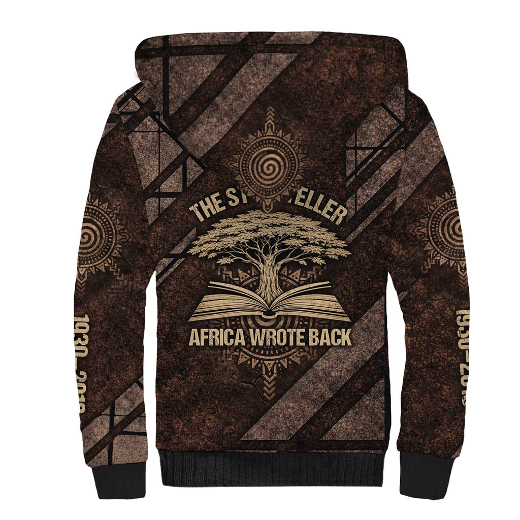 Chinua Achebe Sherpa Hoodie with Tribal Symbol Design, The Storyteller Quote and Africa Wrote Back - African Pride