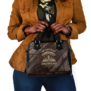 Chinua Achebe Shoulder Handbag with Tribal Symbol Design, The Storyteller Quote and Africa Wrote Back - African Pride