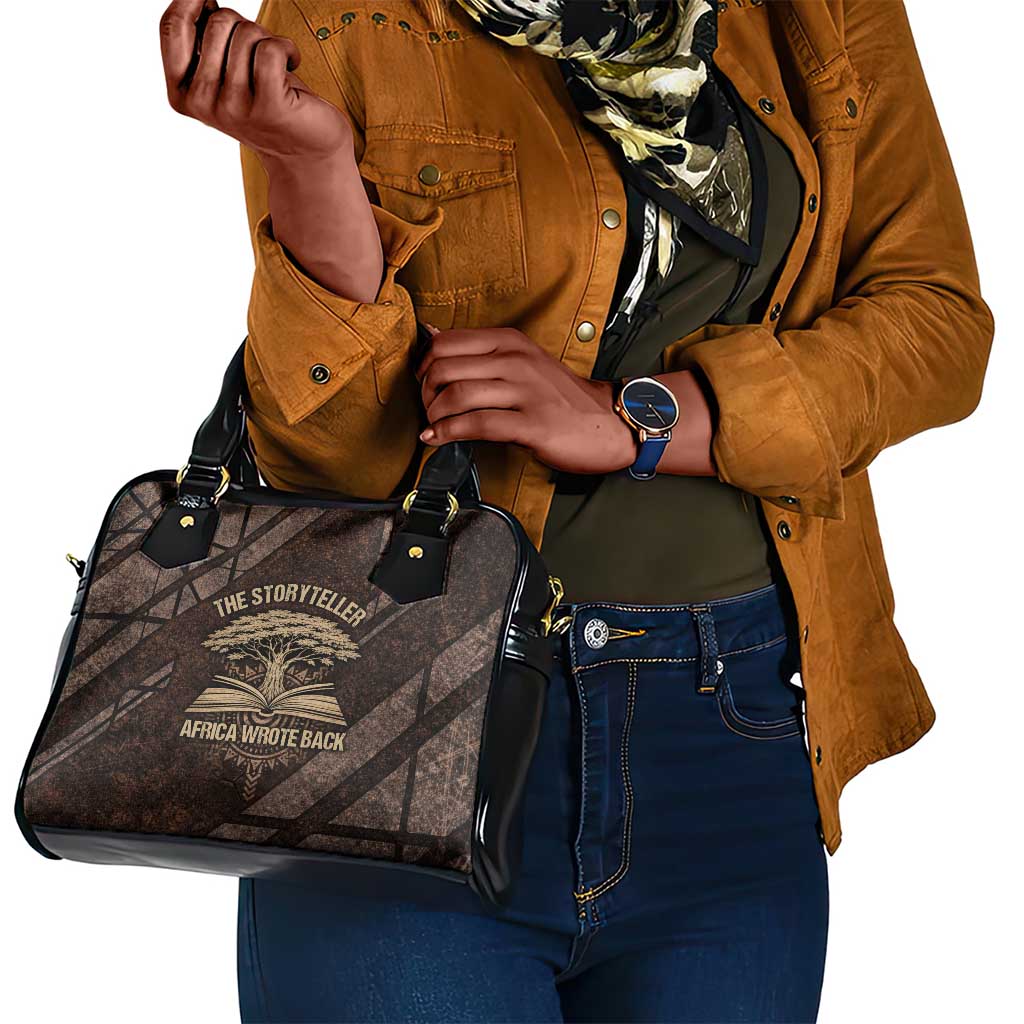 Chinua Achebe Shoulder Handbag with Tribal Symbol Design, The Storyteller Quote and Africa Wrote Back - African Pride
