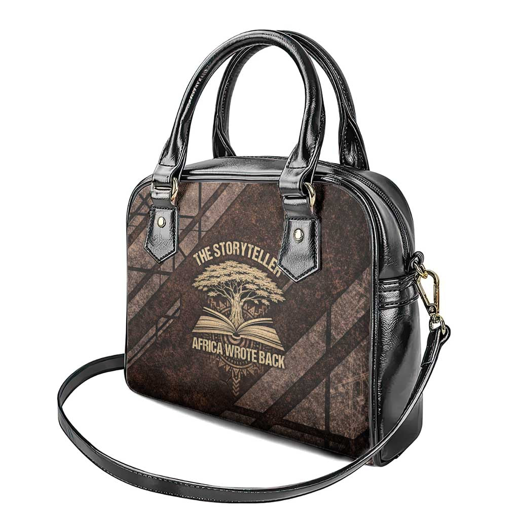 Chinua Achebe Shoulder Handbag with Tribal Symbol Design, The Storyteller Quote and Africa Wrote Back - African Pride