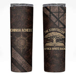 Chinua Achebe Skinny Tumbler with Tribal Symbol Design, The Storyteller Quote and Africa Wrote Back - African Pride