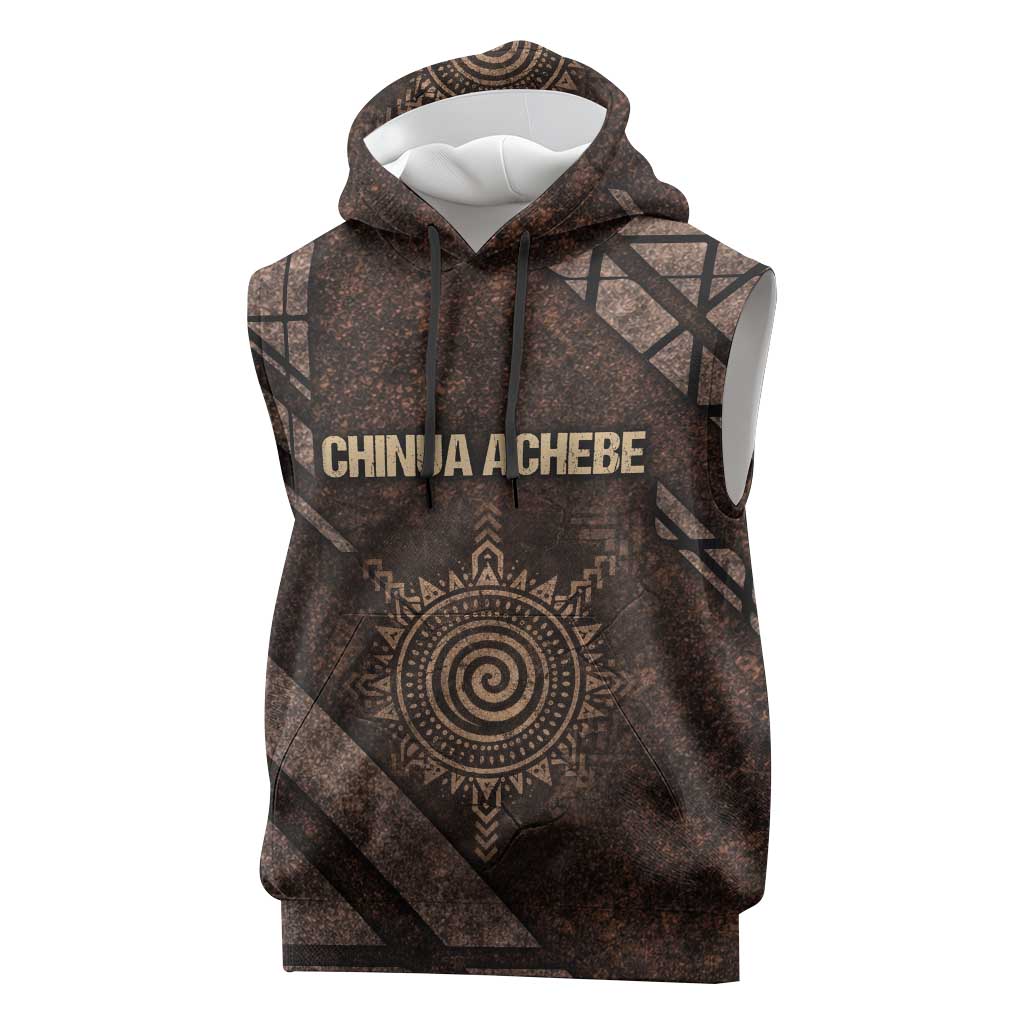 Chinua Achebe Sleeveless Hoodie with Tribal Symbol Design, The Storyteller Quote and Africa Wrote Back - African Pride