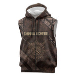 Chinua Achebe Sleeveless Zip Hoodie with Tribal Symbol Design, The Storyteller Quote and Africa Wrote Back - African Pride