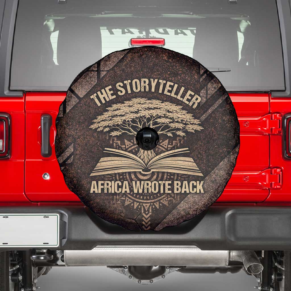 Chinua Achebe Spare Tire Cover with Tribal Symbol Design, The Storyteller Quote and Africa Wrote Back - African Pride