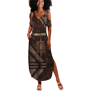 Chinua Achebe Summer Maxi Dress with Tribal Symbol Design, The Storyteller Quote and Africa Wrote Back - African Pride