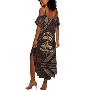 Chinua Achebe Summer Maxi Dress with Tribal Symbol Design, The Storyteller Quote and Africa Wrote Back - African Pride