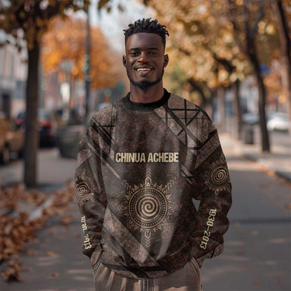Chinua Achebe Sweatshirt with Tribal Symbol Design, The Storyteller Quote and Africa Wrote Back - African Pride
