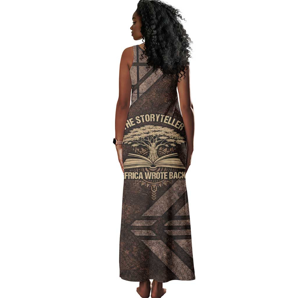 Chinua Achebe Tank Maxi Dress with Tribal Symbol Design, The Storyteller Quote and Africa Wrote Back - African Pride
