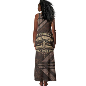 Chinua Achebe Tank Maxi Dress with Tribal Symbol Design, The Storyteller Quote and Africa Wrote Back - African Pride