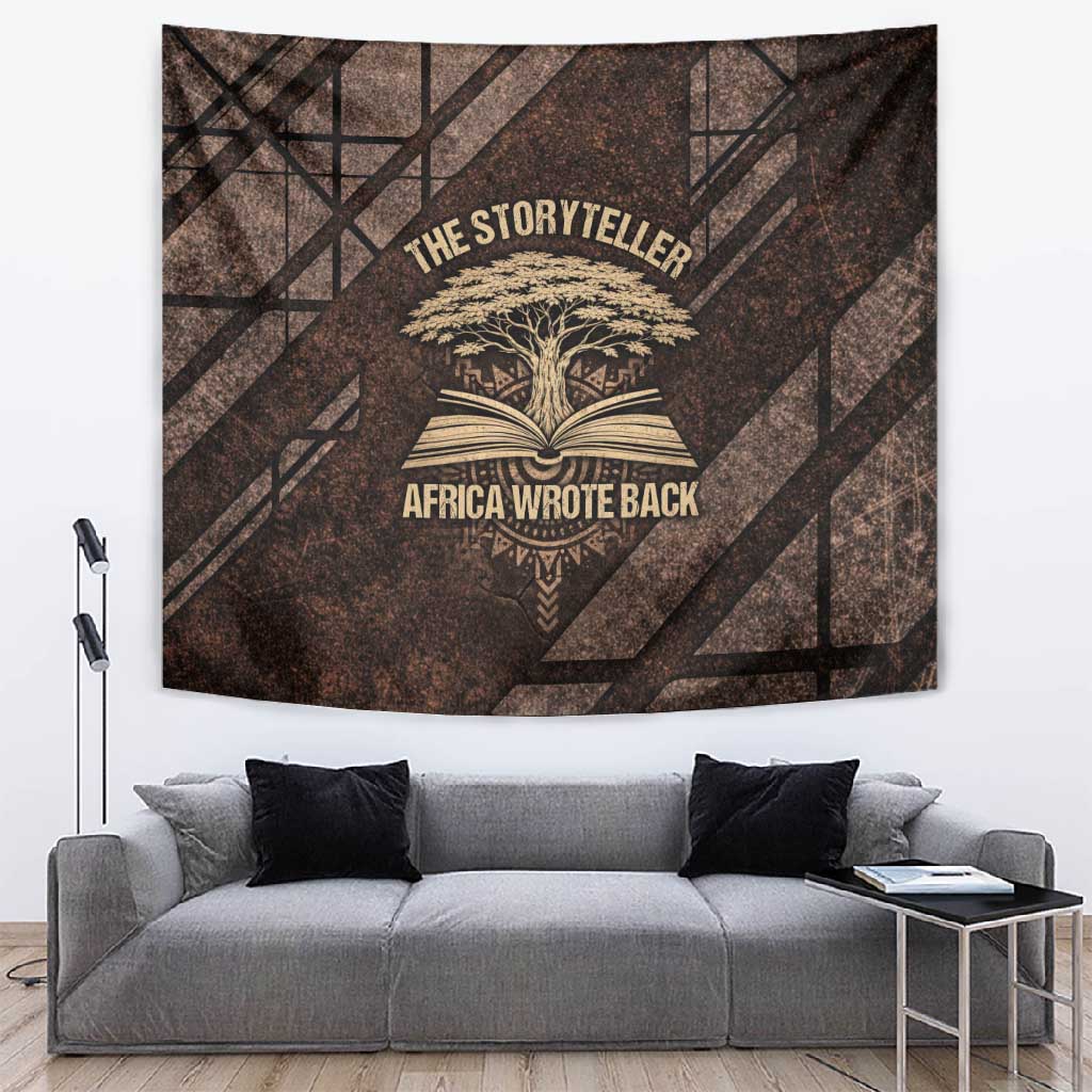 Chinua Achebe Tapestry with Tribal Symbol Design, The Storyteller Quote and Africa Wrote Back - African Pride