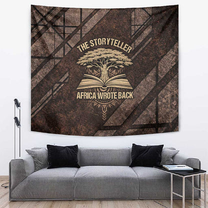Chinua Achebe Tapestry with Tribal Symbol Design, The Storyteller Quote and Africa Wrote Back - African Pride