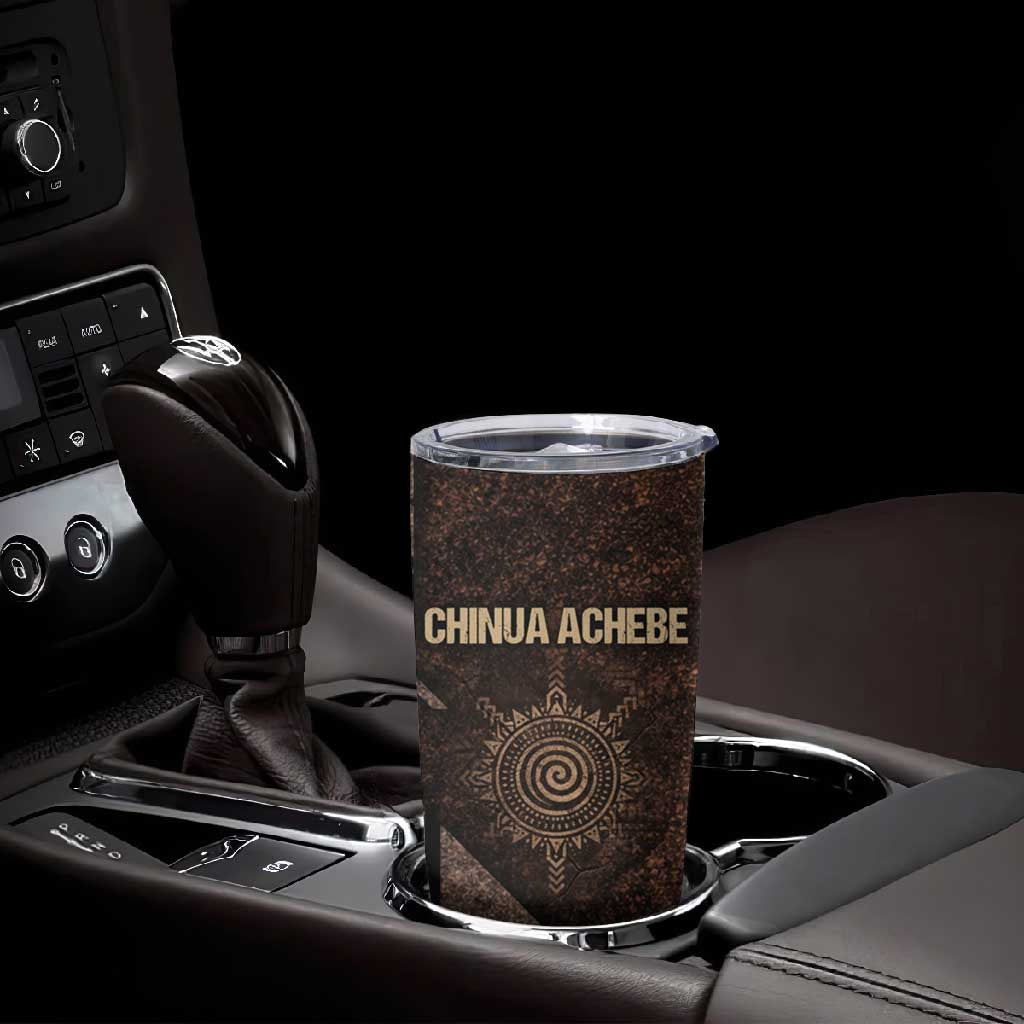 Chinua Achebe Tumbler Cup with Tribal Symbol Design, The Storyteller Quote and Africa Wrote Back - African Pride