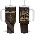 Chinua Achebe Tumbler With Handle with Tribal Symbol Design, The Storyteller Quote and Africa Wrote Back - African Pride
