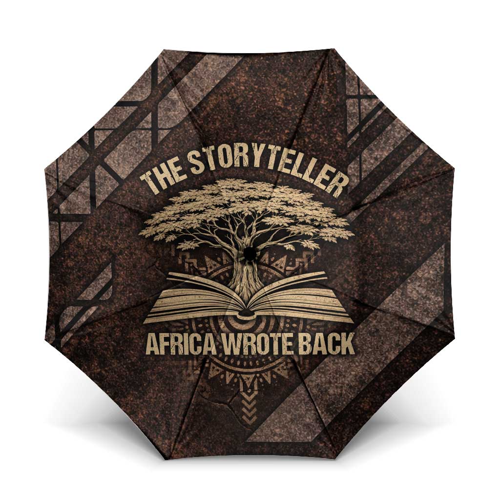 Chinua Achebe Umbrella with Tribal Symbol Design, The Storyteller Quote and Africa Wrote Back - African Pride