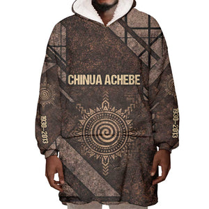 Chinua Achebe Wearable Blanket Hoodie with Tribal Symbol Design, The Storyteller Quote and Africa Wrote Back - African Pride