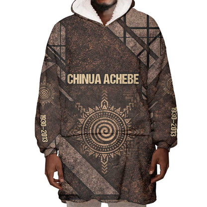 Chinua Achebe Wearable Blanket Hoodie with Tribal Symbol Design, The Storyteller Quote and Africa Wrote Back - African Pride