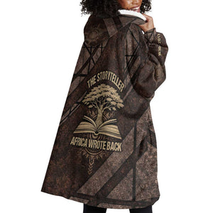 Chinua Achebe Wearable Blanket Hoodie with Tribal Symbol Design, The Storyteller Quote and Africa Wrote Back - African Pride