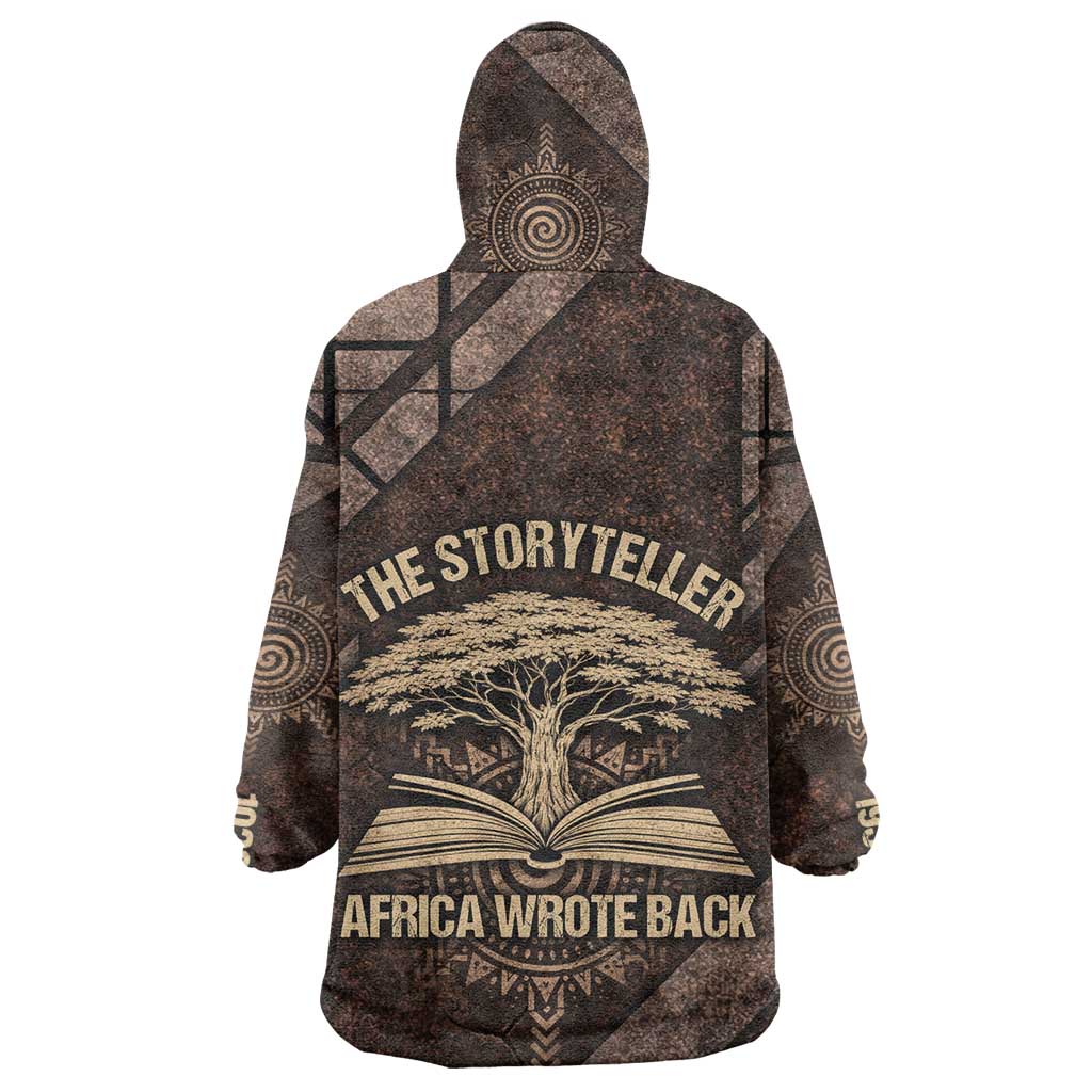 Chinua Achebe Wearable Blanket Hoodie with Tribal Symbol Design, The Storyteller Quote and Africa Wrote Back - African Pride