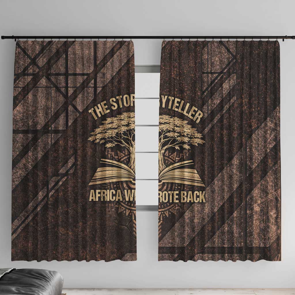 Chinua Achebe Window Curtain with Tribal Symbol Design, The Storyteller Quote and Africa Wrote Back - African Pride